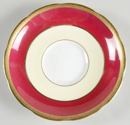 Yarborough Ivory and Burgundy (Scalloped) Saucer