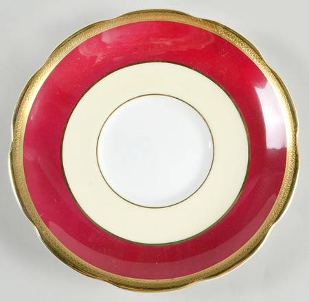 Yarborough Ivory and Burgundy (Scalloped) Saucer for Cream Soup Bowl