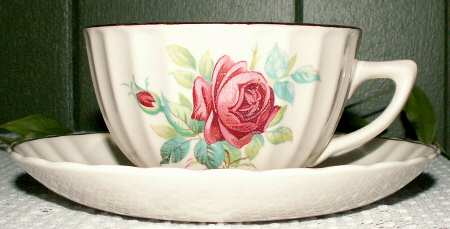 Georgian Rose Footed Cup & Saucer Set