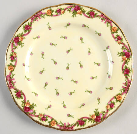 Old Country Roses (Yellow Rosebud) Dessert/Pie Plate