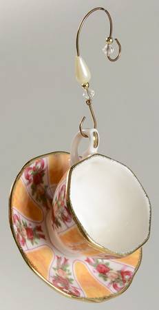 Old Country Roses (Gold Damask) Teacup & Saucer Ornament