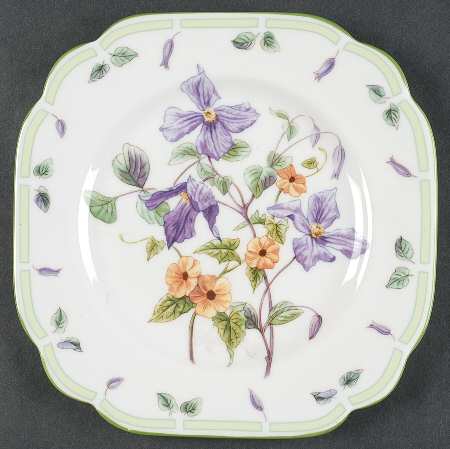Botanical Teas (Green Trim) Square Salad Plate