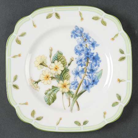 Botanical Teas (Green Trim) Square Salad Plate