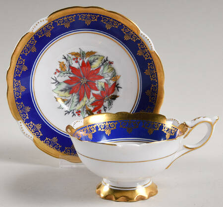Poinsettia Footed Cup & Saucer Set