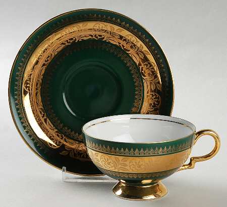 6771 Green Footed Cup & Saucer Set