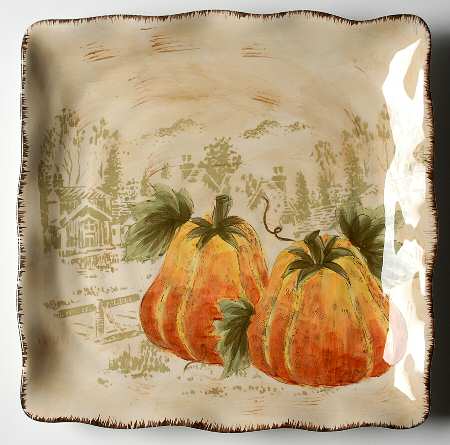 Pumpkin Fest (Beige Body) Square Dinner Plate