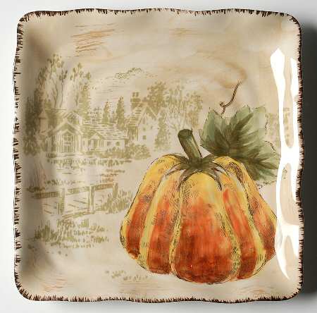 Pumpkin Fest (Beige Body) Square Salad Plate