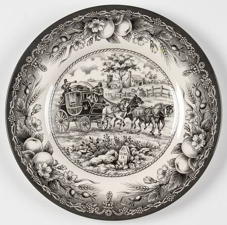 Coaching Scene Black (Fruit Border) Salad Plate