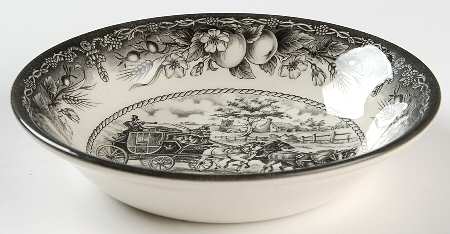 Coaching Scene Black (Fruit Border) Coupe Cereal Bowl