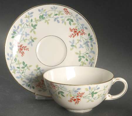 ROT284 (Gold Trim) Flat Cup & Saucer Set