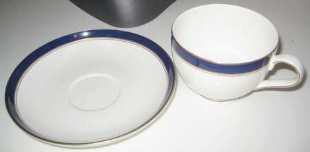 Golden Blue Flat Cup & Saucer Set