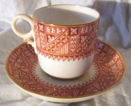 B878 Red Flat Demitasse Cup & Saucer Set