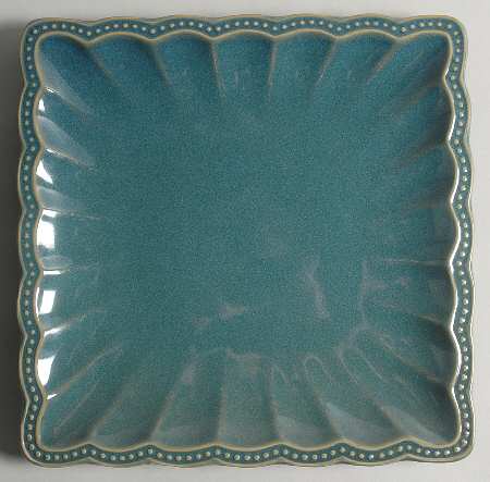 Hobnail Teal Square Dinner Plate