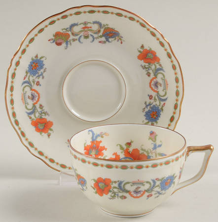 Vieux Chine (Chambord, Ivory) Flat Cup & Saucer Set