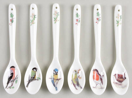 Garden Birds (Set of 6 Motif) Ceramic Teaspoons