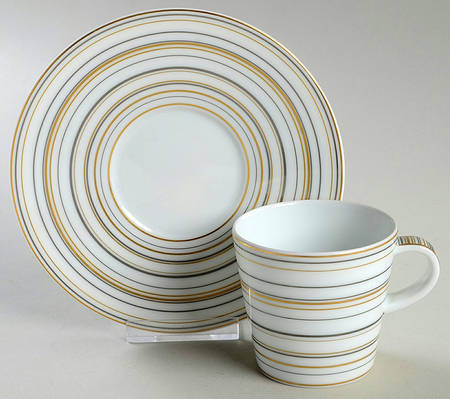 Attraction Gold and Platinum Flat Cup & Saucer Set