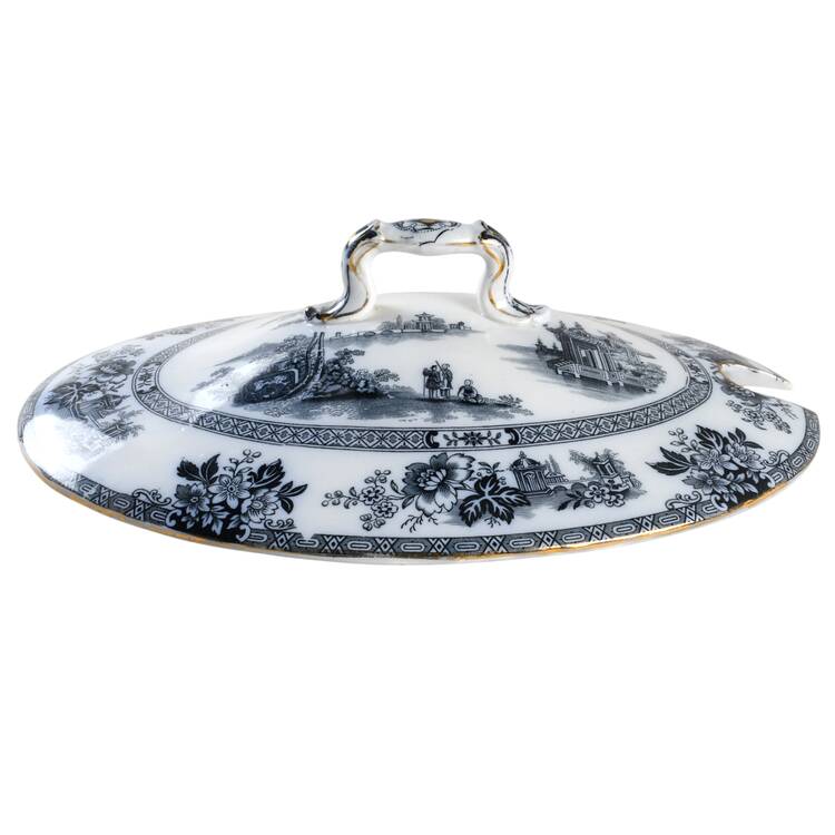 Madras (Flow Blue, Gold Trim) Lid for Tureen