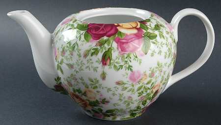 Country Rose Chintz Teapot No Lid