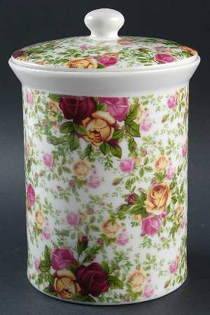 Country Rose Chintz Cookie Jar & Lid