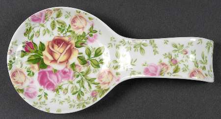 Country Rose Chintz Spoon Rest/Holder (Holds 1 Spoon)