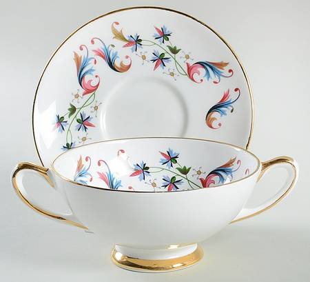 Raphoe Footed Cream Soup Bowl & Saucer Set by Royal Tara
