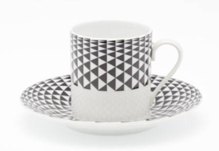 Diamonds Black Flat Demitasse Cup & Saucer Set