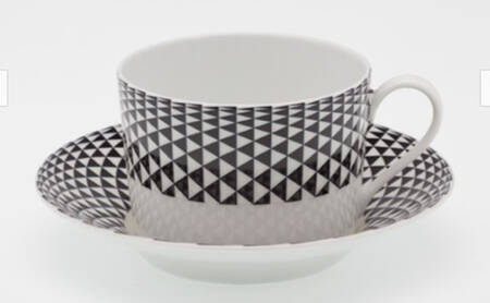 Diamonds Black Flat Cup & Saucer Set