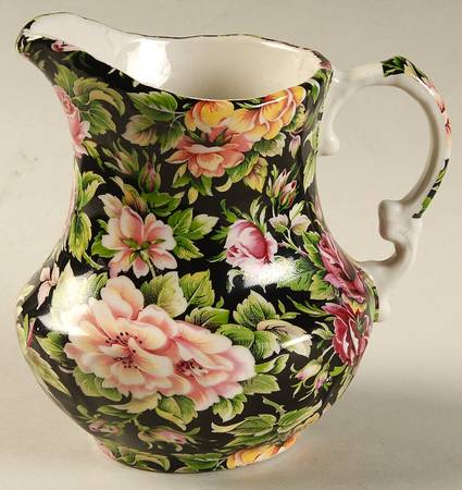 Victorian Chintz Black 8 Oz Pitcher
