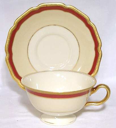 2753 Red Footed Cup & Saucer Set