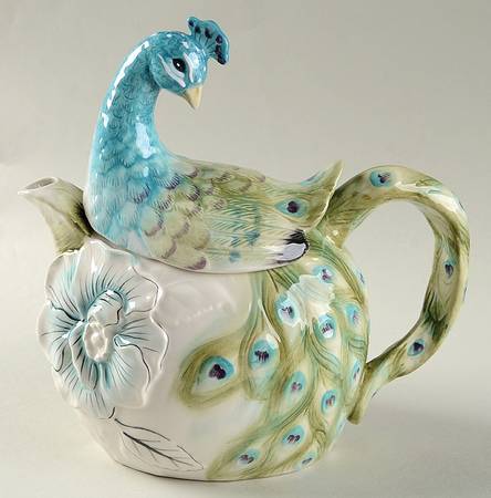Edie Rose Peacock Collection Figural Teapot & Lid