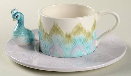 Edie Rose Peacock Collection Flat Cup & Saucer Set