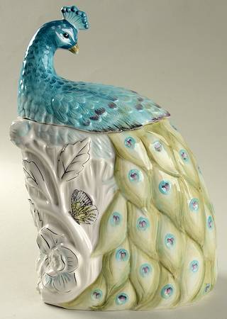 Edie Rose Peacock Collection Figural Cookie Jar & Lid