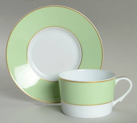 Serenite Light Green Flat Cup & Saucer Set