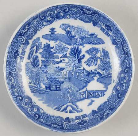 Willow Blue (No Birds, Diamond Stamp) Saucer for Flat Cup