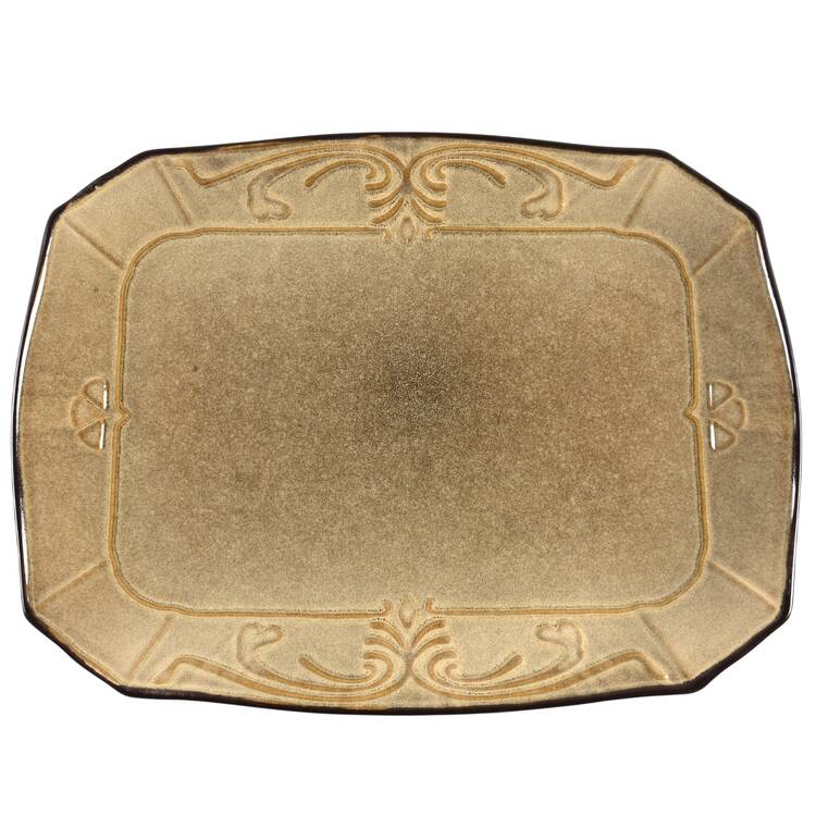 Victorian Scroll Cream 15" Rectangular Serving Platter by Reba Harmony for the Home