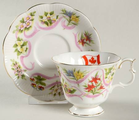 Canada (Canadian Emblems) Footed Cup & Saucer Set