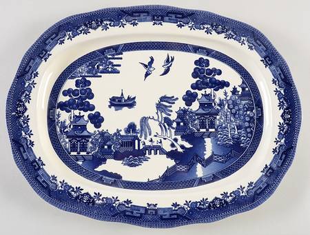 Blue Willow 14" Oval Serving Platter