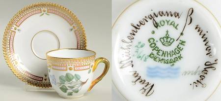 Flora Danica (1790 To 1960) Flat Demitasse Cup & Saucer-Viola Muhlenbergiana B