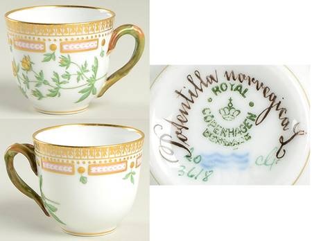Flora Danica (1790 To 1960) Flat Demitasse Cup-Potentilla norvegica L