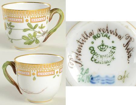 Flora Danica (1790 To 1960) Flat Demitasse Cup-Potentilla retusa Rets