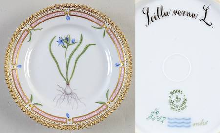 Flora Danica (1790 To 1960) Bread & Butter Plate-Scilla verna L.
