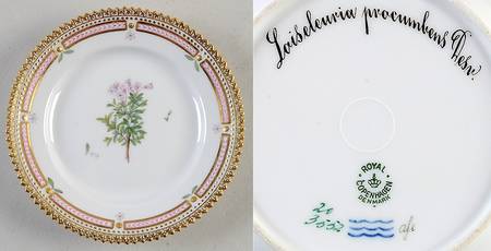 Flora Danica (1790 To 1960) Bread & Butter Plate-Loiseleuria prcumbens Desv.
