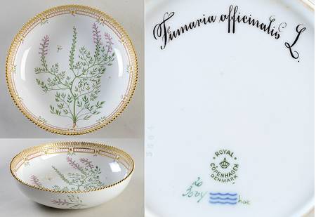 Flora Danica (1790 To 1960) 9" Salad Serving Bowl-Fumaria officinalis L.