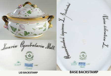 Flora Danica (1790 To 1960) 4Qt Oval Tureen & Lid-Convo sep, Vicia s, Linaria