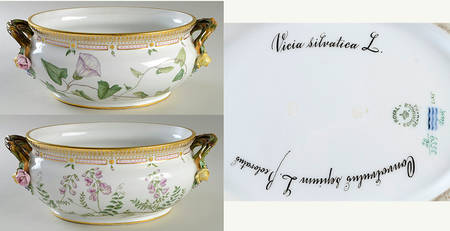 Flora Danica (1790 To 1960) 4Qt Oval Tureen No Lid-Convolvulus sep,Vicia Silva