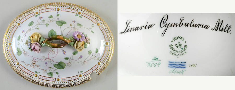 Flora Danica (1790 To 1960) Lid for 4 Quart Oval Tureen-Linaria Cymbalaria