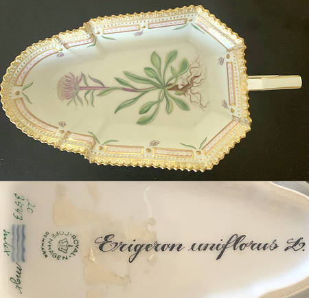 Flora Danica (1790 To 1960) 7" Accent Pickle Dish-Erigeron uniflorus L.