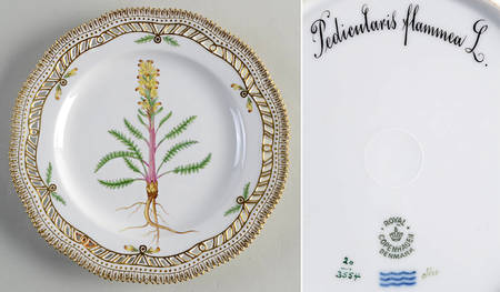 Flora Danica (1790 To 1960) 9" Pierced Luncheon Plate/Fruit Std-Pedicularis fl