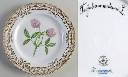 Flora Danica (1790 To 1960) 9" Pierced Luncheon Plate/Fruit Std-Trifolium medi