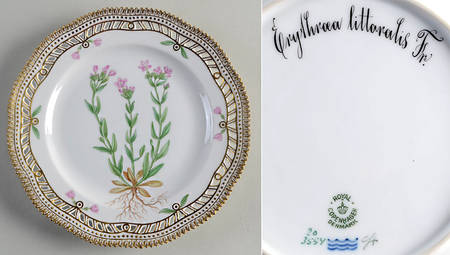 Flora Danica (1790 To 1960) 9" Pierced Luncheon Plate/Fruit Std-Erythroca litt
